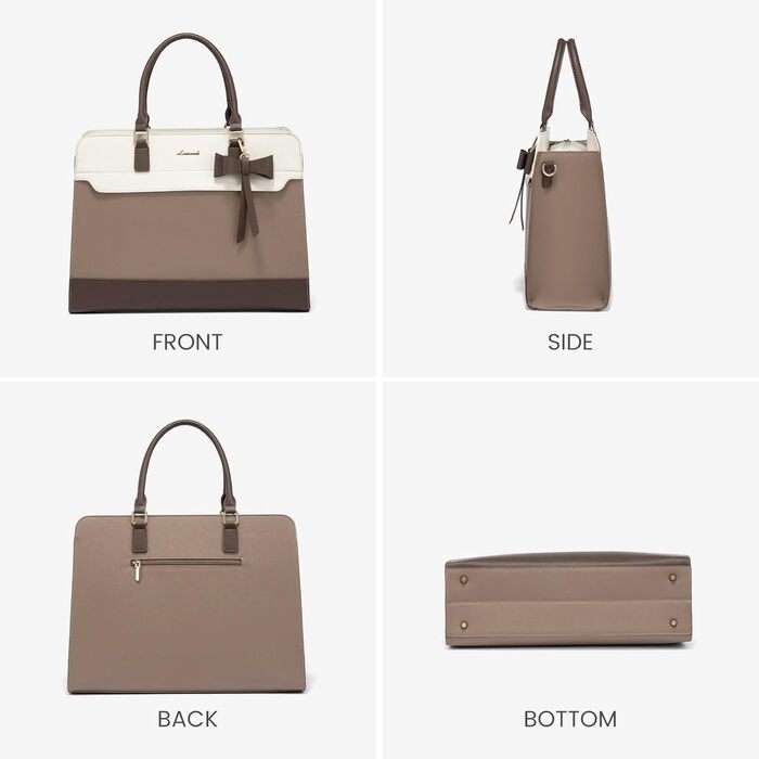 Сумка LOVEVOOK для жінок, 15.6 дюймів, лаптоп-сумка, робоча сумка, елегантна, універсальна, шкіряна, для школи, офісу, ділових поїздок (15.6 дюймів, хакі-беж)