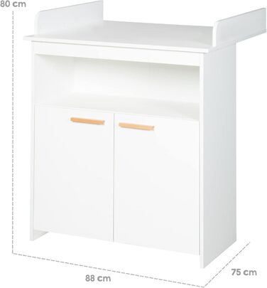 Комплект для дитячої кімнати Roba 'Антон' білий: пеленальний столик з 2 дверцятами, 1 поличкою, висота 90 см, пеленальний вкладиш