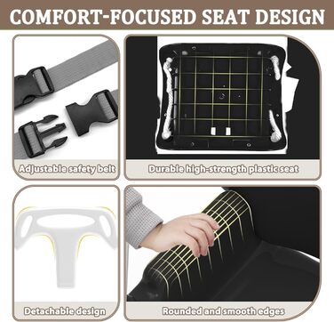 Дитяча гойдалка для саду з м'яким сидінням, чорна. Складана гойдалка з металевим каркасом для дому та вулиці. Легка у збиранні та зберіганні.