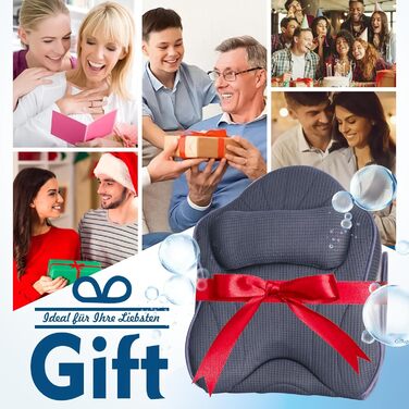 Подушка для ванни Luxus Dicke: повний корпус, підтримка голови, шиї та плечей. Комфорт, розслаблення, аксесуари для спа. Ідеально для ванни (Сірий)