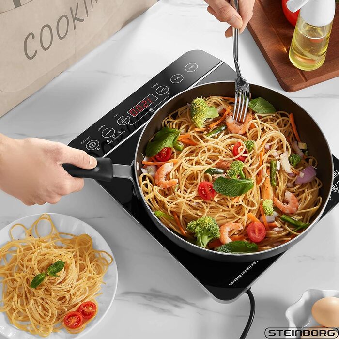 Індукційна плитка Steinborg 2000 Вт з сенсорним керуванням та захистом від перегріву | Електрична плитка для кухні