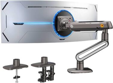 Кріплення для монітора NB Ergonomic A6 сірого кольору, підходить для моніторів 27-50 дюймів, навантаження до 18 кг, VESA 75/100 мм