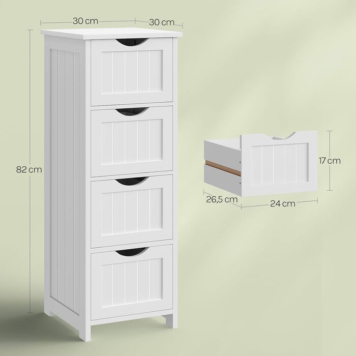 Шафка для ванної кімнати WOLTU, вузька, з 3 висувними ящиками, 32 x 30 x 81 см, для ванної, вітальні, спальні, їдальні, кухні, сучасний дизайн, білий колір, BZS123ws