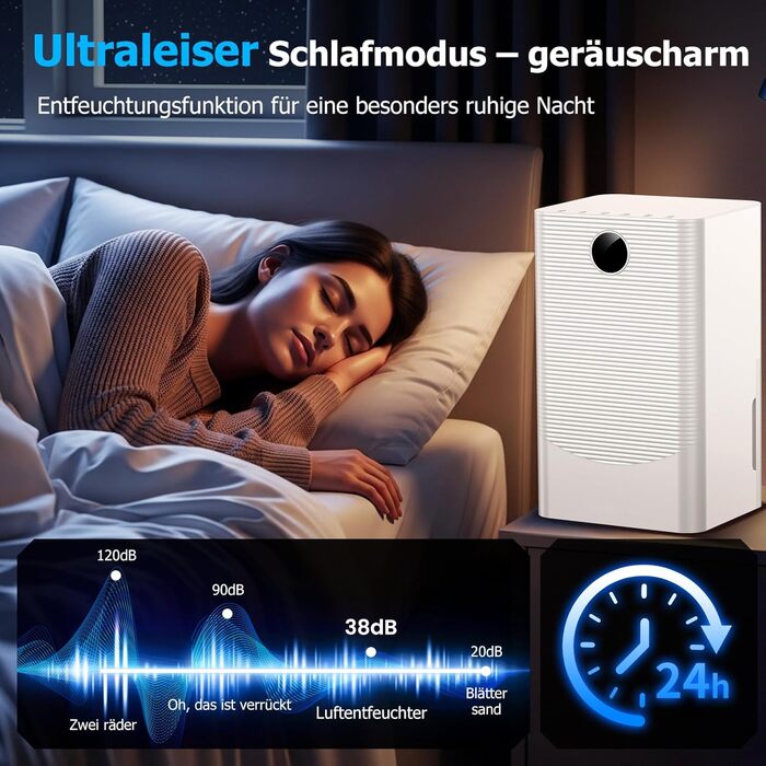 Зволожувач повітря 12л/день з датчиком вологості та LED дисплеєм, таймером, 3 режими, для спальні, офісу, підвалу, безперервна подача, білий