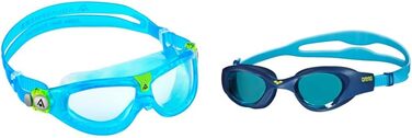Окуляри Aqua Sphere Seal Kid 2 Aqua - прозорі лінзи та арена Окуляри проти запотівання One Junior для дітей, окуляри для плавання з широкими лінзами, захист від ультрафіолету, саморегулююча перенісся