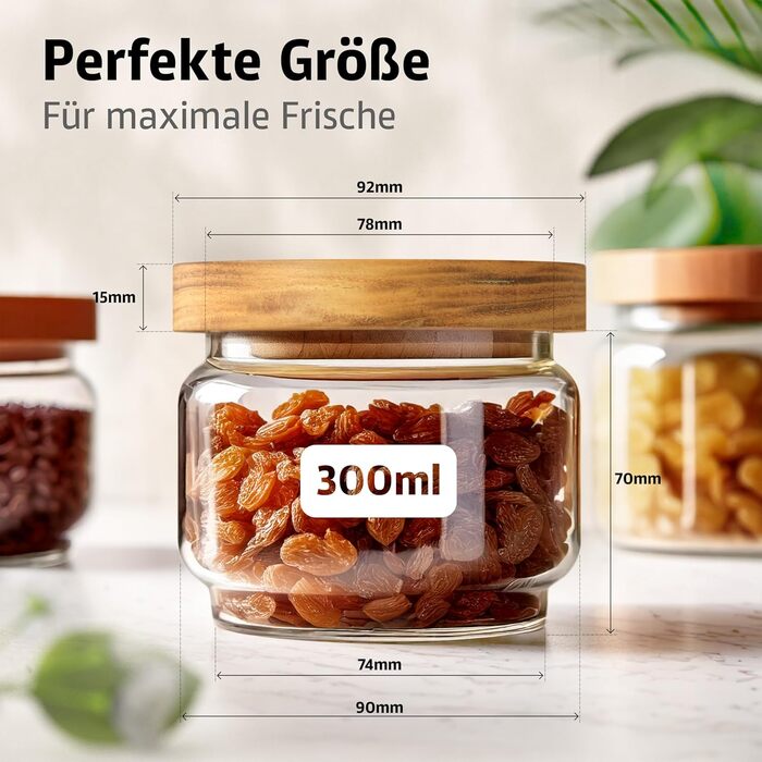 Набір скляних банок для зберігання з кришкою (300, 500, 700, 1000 мл) | Гірчиця, герметичні, захист від молі | 4 шт.