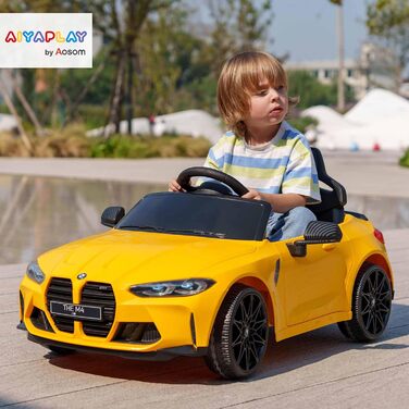 Дитячий електромобіль 12V з пультом, амортизацією, плавний старт, MP3, USB, LED, сигнал, швидкість 3-5 км/год, для дітей 3-5 років, білий (жовтий)
