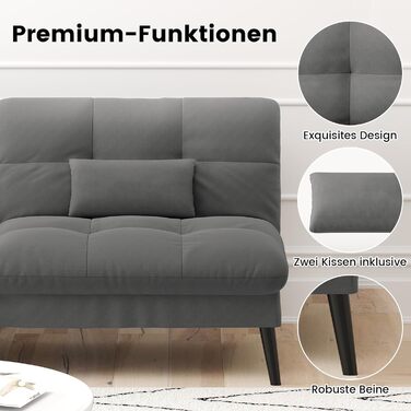 Диван-ліжко LUCKRACER 3-місний з регулюванням кута нахилу, сірий, для вітальні та квартири