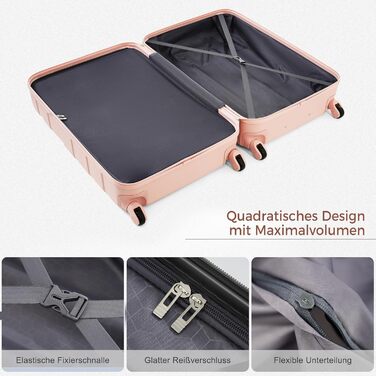 Набір валіз Merax 3шт з ABS-пластику, колеса та TSA-замком (рожевий)