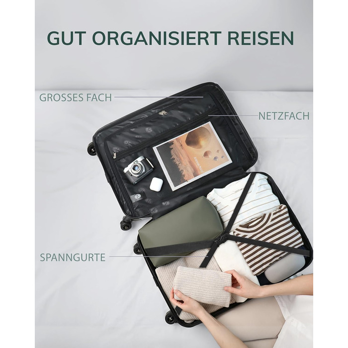 Набір валіз FERGÉ 3 шт. з жорстким корпусом, TSA-замок, Канни. Валіза-тролей, набір (ручна поклажа, L, XL). 3 шт. валізи з жорсткого корпусу, роликові валізи, 4 м'яких коліщатка - дуже міцний валіза з полікарбонату. Набір смарагдової серії