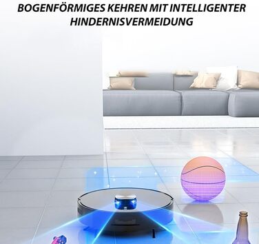 Робот-пилосос Oryzom Saugroboter V8 Pro: повний цикл прибирання, функція миття підлоги, керування через додаток, потужність 3000Pa, чорний