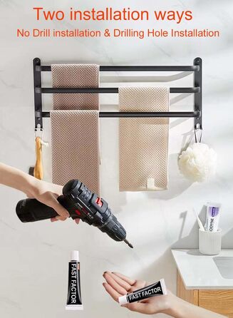 Тримач для рушників без свердління, срібний, для ванної кімнати, настінний, комплект аксесуарів, для кухні, 60 см