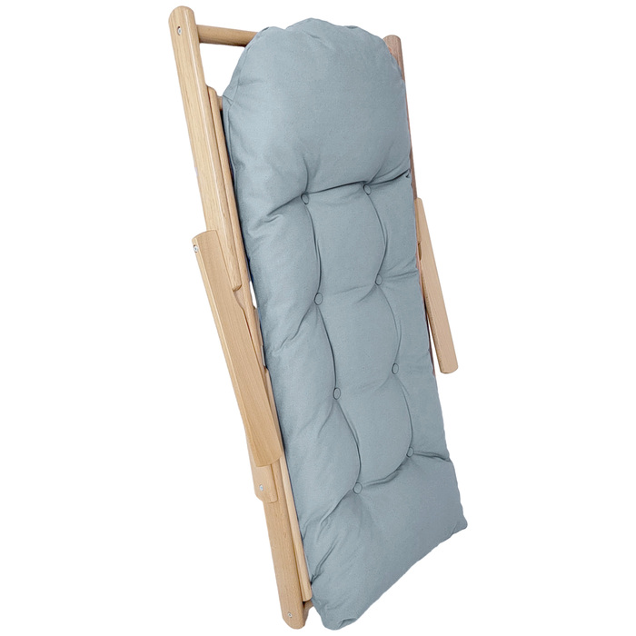 Крісло-релакс з регульованою спинкою, дерев'яний каркас з бука, витримує до 120 кг, світло-сірого кольору