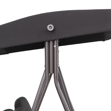 Гойдалка для трьох осіб у стилі Голлівуд, з регульованим дахом, металевий каркас, коричнево-чорна, 116 x 206 x 183 см