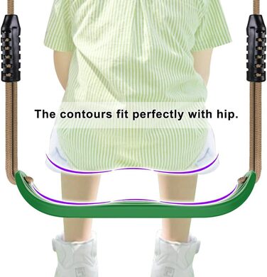 Дитяча гойдалка BeneLabel для дому та саду, міцна гума, регульоване тросове крісло, 130-200 см, для підлітків/дорослих, зелений, 113 кг