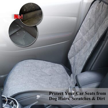 Переднє сидіння автомобіля VIVAGLORY для собак, стьобане, м'яке і міцне. Чохол для сидіння для собак, без відкидної кришки з нековзною спинкою для більшості автомобілів, S (великий (ширина 63 см), Верес чорний)