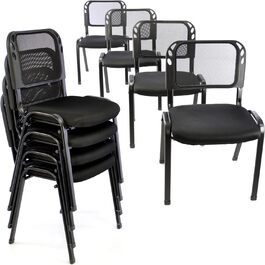 Набір з 8 офісних крісел Nexos Trading для конференцій та відвідувачів, чорні, з м'яким сидінням, стекуються, 52,5 x 45 x 80 см, металевий каркас