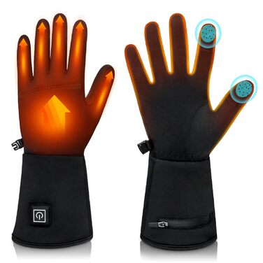 Електричні гріючі рукавички для жінок та чоловіків, чорні, M/L, водонепроникні, з акумулятором 7.4V 2200mAh, 3 режими нагріву, сумісні з сенсорними екранами