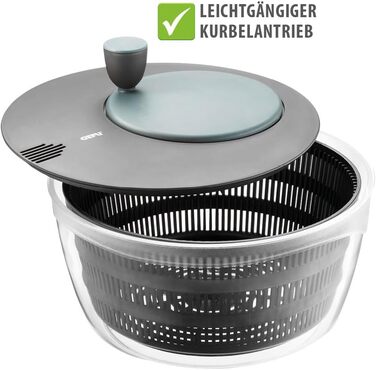 Салатниця GEFU з відром та кришкою для зберігання, 3л, чорно-сіра