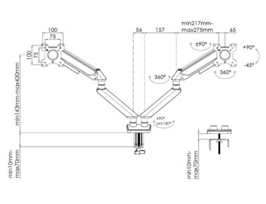 Настільне кріплення для монітора Anda Seat Stealth II Duo 17’’-32’’ Black