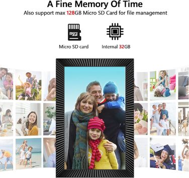 Цифровий фоторамка Frameo 10.1 дюймів з Wi-Fi, датчиком руху, 32GB пам'яті та сенсорним екраном