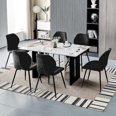 Набір з 4/6 стільців для їдальні, кухні, вітальні, чорного кольору, ергономічні, оббивка з льону