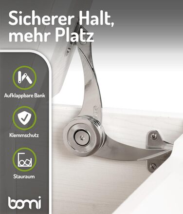 Дитячий меблевий набір Bomi Anna: стіл, 2 стільці та лавка-сховище | Меблі для дитячої кімнати з FSC сертифікованого дерева | Білий
