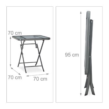 Relaxdays Складний балконний столик зі склом