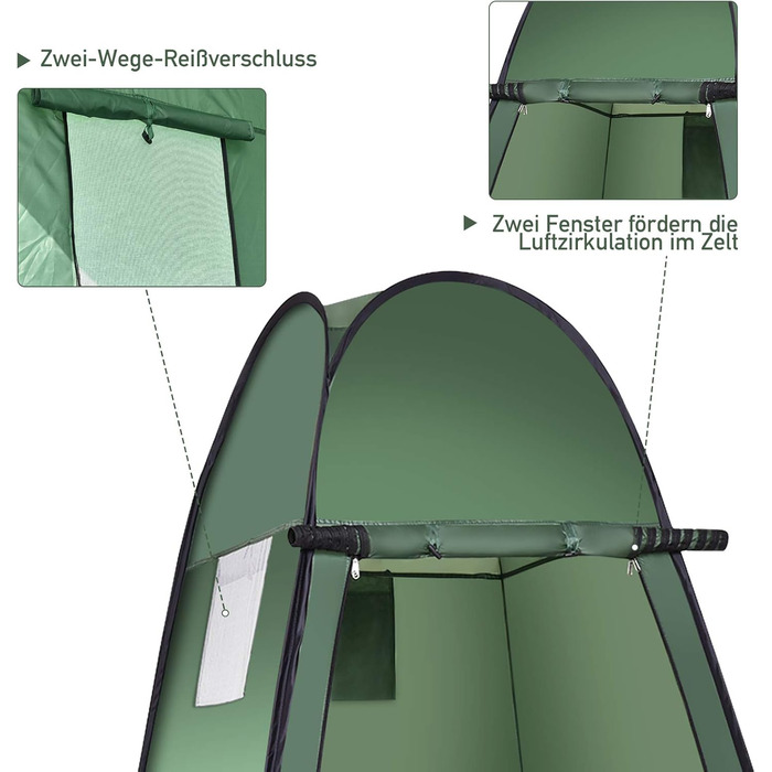 Намет-роздягальня Relax4Life Pop-up, душовий намет, туалетний намет, 120x120x190 см (зелений)