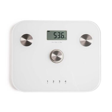 Ваги для ванної кімнати Цифрові ваги жиру в організмі - Цифрові ваги для тіла з детальними даними зважування та динамо - Цифрові ваги для тіла до 150 кг - З РК-дисплеєм для м'язової маси, води Відсоток ІМТ