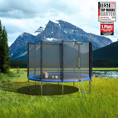 Батут вуличний KINETIC SPORTS Salto Plus Ø 335 см з сіткою, драбиною та захисним покриттям - для дітей, США