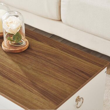 HOOBRO Лавка з ящиком для іграшок, 100 см, білий + натуральне дерево, з безпечним шарніром, для дому