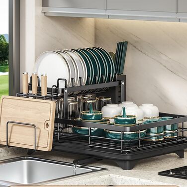 Сушарка для посуду з нержавіючої сталі Abtropfgestell 2-ярусна з піддоном та тримачем для столових приборів