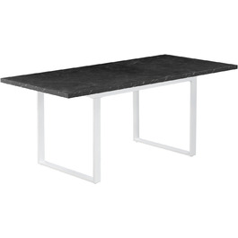 Розсувний обідній стіл B&D Home Anna | 120-160 x 80 см | на 4-6 осіб | стіл для кухні/їдальні | Texas-Eiche | чорне металеве підстав'я | скандинавський/індустріальний дизайн