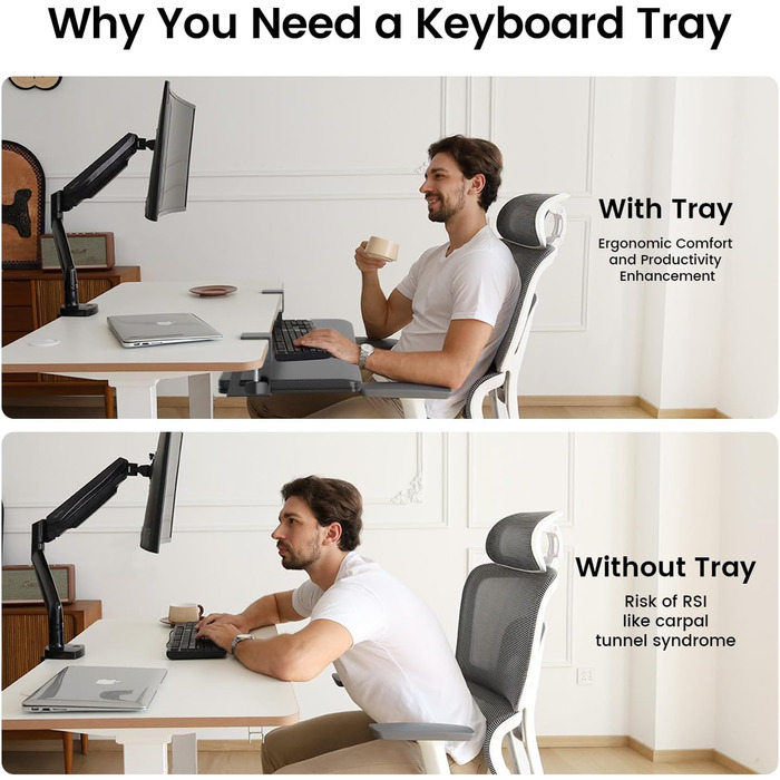 Підставка для клавіатури NearHub, висувна, під стіл, карбоновий дизайн, 65x30 см