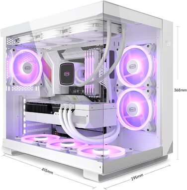 Комп'ютерний корпус ATX PCCOOLER C3T500 ARGB, 6 вентиляторів 120 мм, скляні панелі, безрамний дизайн, сумісний з RTX 40 серією, білий