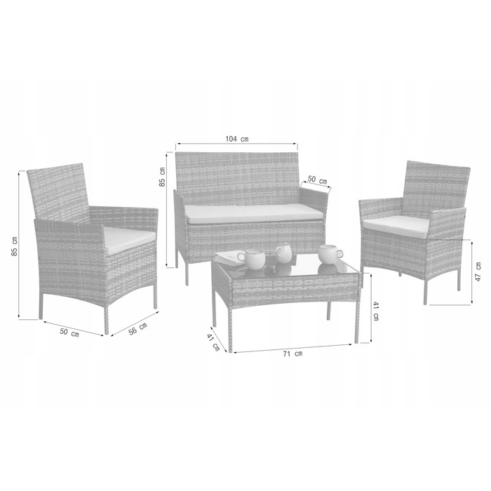 Комплект садових меблів із техноротанга MTG Trade Group, сірий, 4 предмети