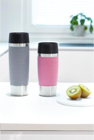 Термокружка Emsa Travel Mug Classic 360 ml, рожевий колір, з рукавом, 360° відкриття, Quick-Press закриття, ізоляція 4 години гаряче, 8 годин холодне