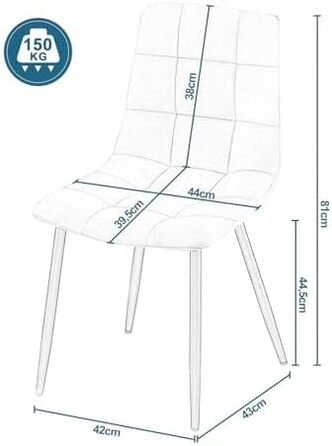Елегантні стільці для їдальні EUGAD, комплект з 6 шт., для кухні, вітальні, чорного кольору. М'яке сидіння з оксамитовим покриттям, міцні металеві ніжки, вантажопідйомність 150 кг.