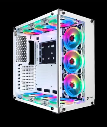 Ігровий корпус Talius Cronos Frost ATX з гартованим склом, ARGB вентиляторами Iris, білий колір