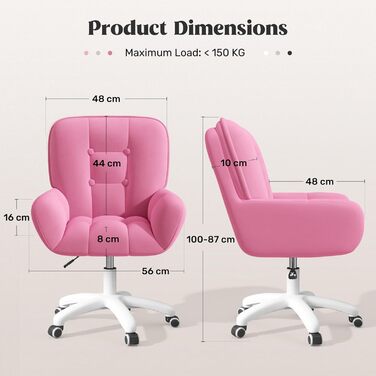 Ергономічне крісло 2-в-1 для дому та офісу, обшите велюром, поворотне на 360°, регульоване по висоті (без подушки, червоне)