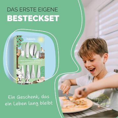Персоналізований дитячий столовий набір Kinderbesteck з гравіюванням імені – ідеальний подарунок для хлопчика, 3 роки, набір столових приборів з нержавіючої сталі