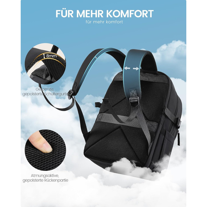 LOVEVOOK Рюкзак для ноутбука 17,3 дюйма, водонепроникний, для жінок та чоловіків, чорний