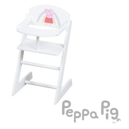 Роба Свинка Пеппа для дітей з дерева - Відкидне сидіння з амортизаційною фурнітурою - Нагрудна лавка біла/роздруківка рожева. (ляльковий стільчик для годування)