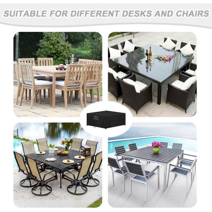 Захисний чохол для садово-патіо меблів: стіл, вологостійкий, 250x250x90 см, 420D Oxford