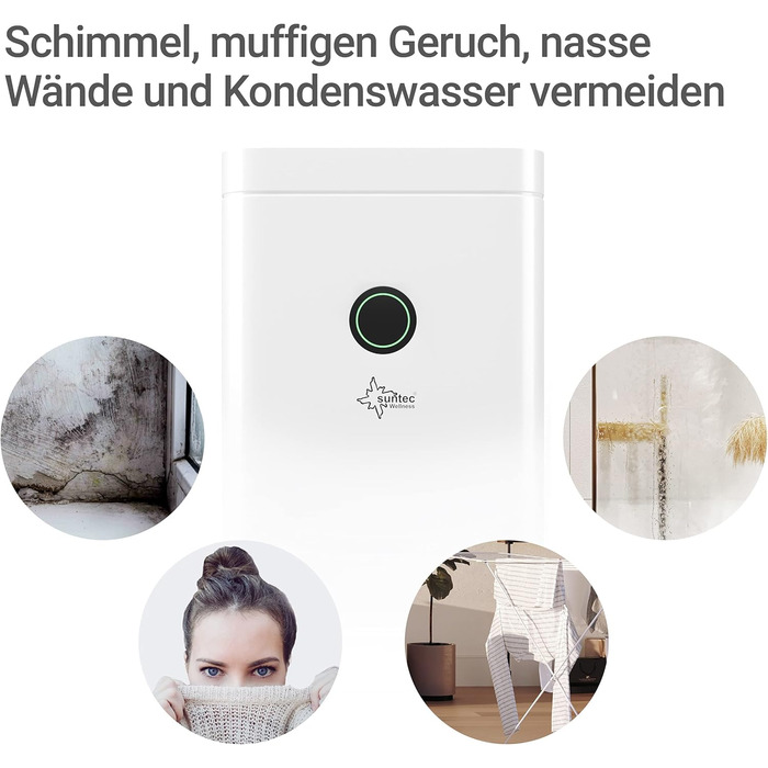 SUNTEC DryFix 20 PRO: Електричний осушувач повітря 20 л/день, 63 м², 3-в-1 (осушувач, очищувач, сушарка)