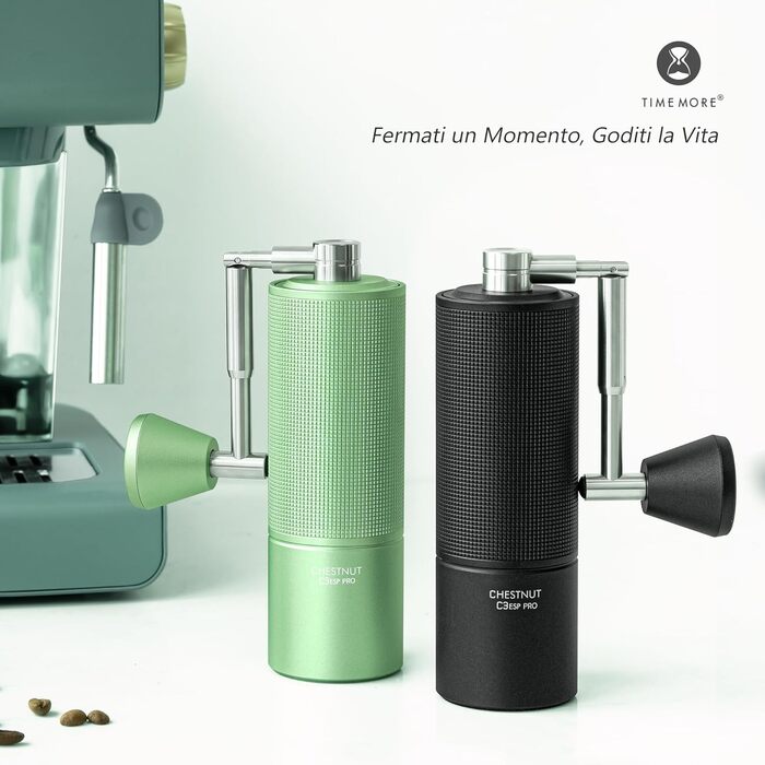 Ручна кавомолка TIMEMORE Chestnut C3 ESP PRO, зелена - для еспресо та френч-прес