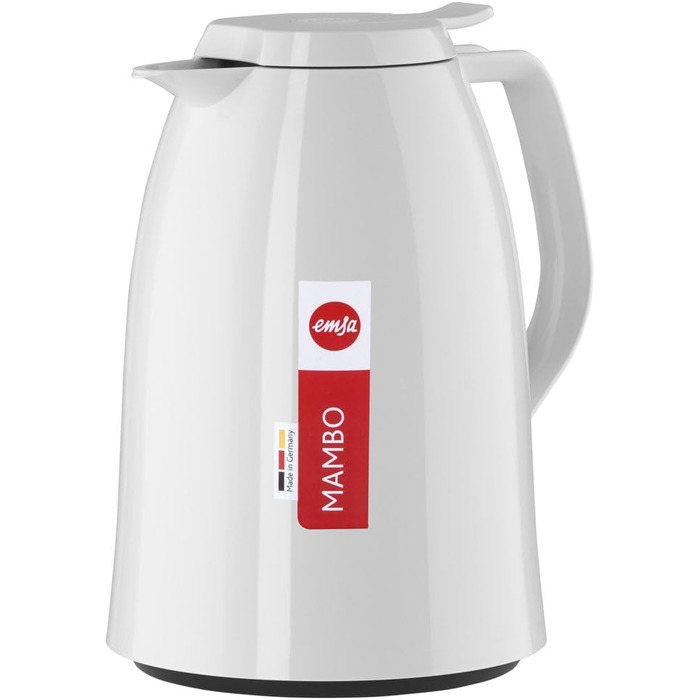 Термос EMSA MAMBO 1.0 л, білий глянцевий, ізоляційний, 12 год гарячий/24 год холодний