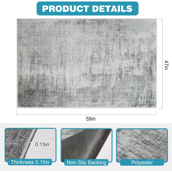 Килимок під офісне крісло 90x120 см, захист для підлоги, антиковзкий, для ламінату та плитки (120 x 150 см, сірий)