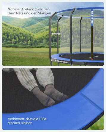 Батут SONGMICS садовий Ø305 см з захисною сіткою та драбиною, чорно-синій